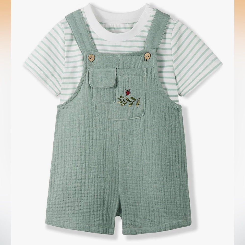 Kids Cotton Overall Shorts Set